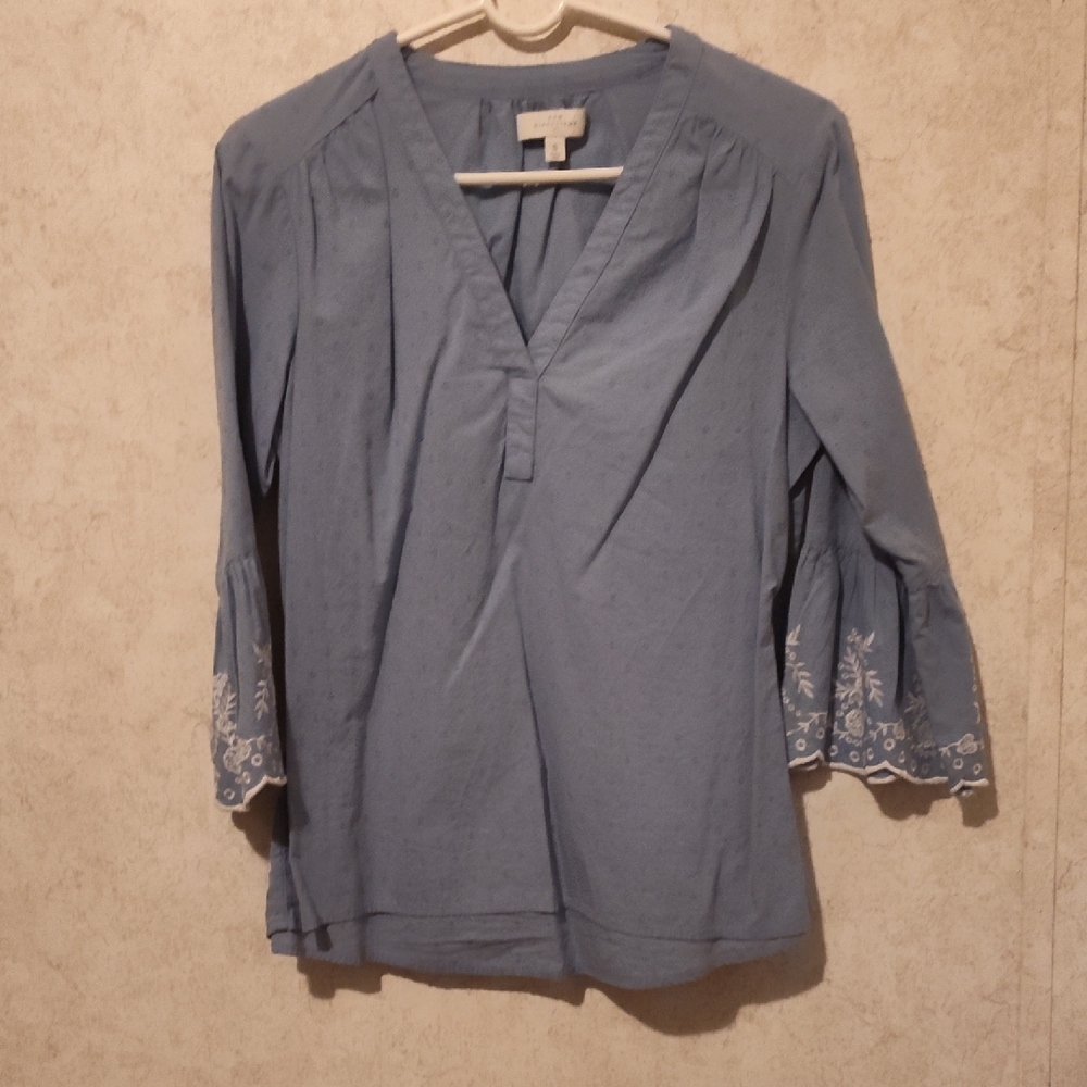 Blue Embroidered Women's Top